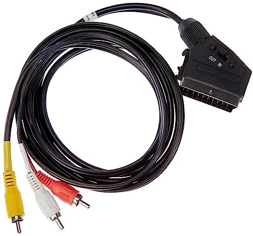 goobay Schwarz, 2 m - SCART-Stecker (21-Pin) > 3x Cinch-Stecker, 2 Meter