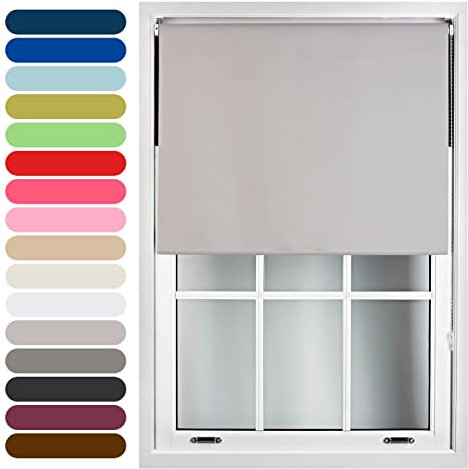 FURNISHED Roller Blinds Thermal Blackout Roller Blind - Trimmable Insulated UV Protection Child Safe Easy Fit Home Office Window Blinds, Grey, 60W x 165H cm