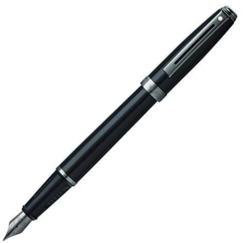Sheaffer Prelude - Refillable Fountain Pen, fine Nib, Glossy Black, Gunmetal PVD Plated Trim