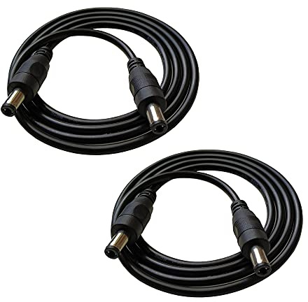 DZYDZR 2 Pezzi 1m DC 12V Cavo di Estensione Nero, 2,1mm x 5,5mm DC Jack Maschio a Maschio Filo di Rame 22AWG per Adattatore di Potenza, LED, Fotocamera CCTV e altro ancora (3,3ft)