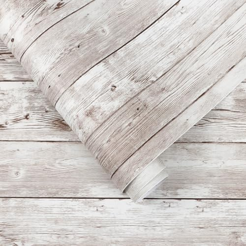 Heroad 17.7''x196'' Contact Paper Peel and Stick Wallpaper Wood Grain Contact Paper for Cabinets Countertop Waterproof Removable Wallpaper Self Adhesive Decorative Shiplap Papel Tapiz para Pared
