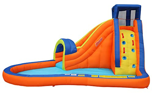 BANZAI Pipeline Water Park Toy, Length: 14 ft 7 in, Width: 9 ft 6 in, Height: 7 ft 11 in, Inflatable Outdoor Backyard Water Slide Splash Bounce Climbing Toy