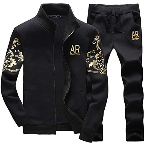 MANLUODANNI Men's Tracksuit Sets Bottoms Full Zip Jogging Gym Suit Jacket with Pockets, XL, 78black