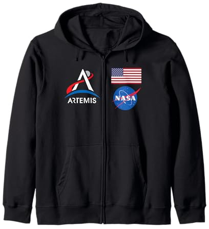 Artemis Mission 1 One Astronaut Patch Front and Back Design Zip Hoodie
