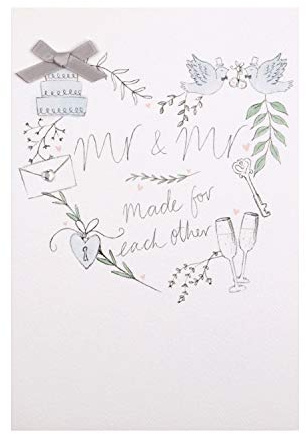 Hallmark Grattiskort till bröllop, modern design med smycken och bågar