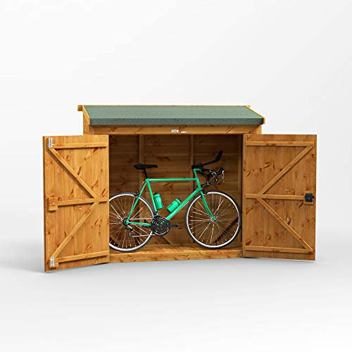 POWER High Grade Premium Pent Bike/Bicycle Wooden Shed with Security Features, Door and window Flexibility, made from 12mm Extra Thick Timber