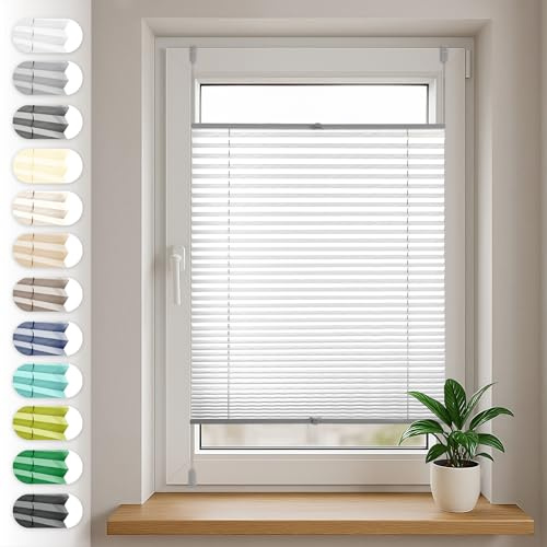 Sonello Plissee Klemmfix ohne Bohren 70cm x 200cm Grau Faltrollo Plisseerollo Jalousie für Tür & Fenster Blickdicht Sichtschutz Sonnenschutz Fertifplissee Rollo