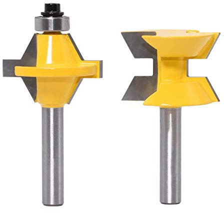 8mm Schaft Fräser Set 120 Grad Nutfräser Set mit Kantenanleimmaschine Holzbearbeitung Nut Meißel Fräser Werkzeuge, 2 Stück