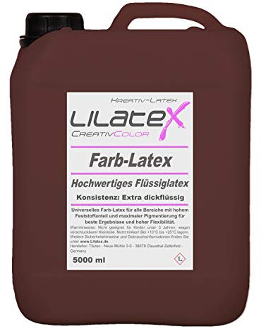 5 Liter Lilatex farbiges Flüssiglatex/Farblatex/Latexmilch - extra-dickflüssiges Naturlatex in DUNKELROT