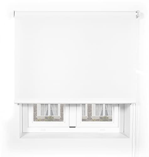 Blindecor Ara Premium | Tenda traslucida tinta unita di alta qualità - Bianco, 80 x 190 cm (Larghezza x Altezza) | Dimensioni del tessuto 77 x 185 cm - Tenda avvolgibile qualità premium