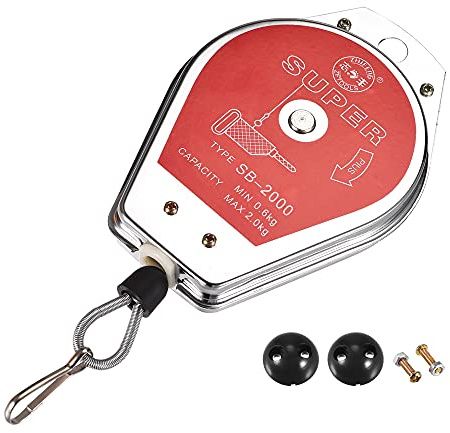 sourcing map Équilibreur à Ressort Rétractable Ressort Balancier Outil Support Suspendu Équipement 1.3-4.4lbs (0.6-2kg) Rouge pour Assemblage-ligne avec Raccord Accessoire