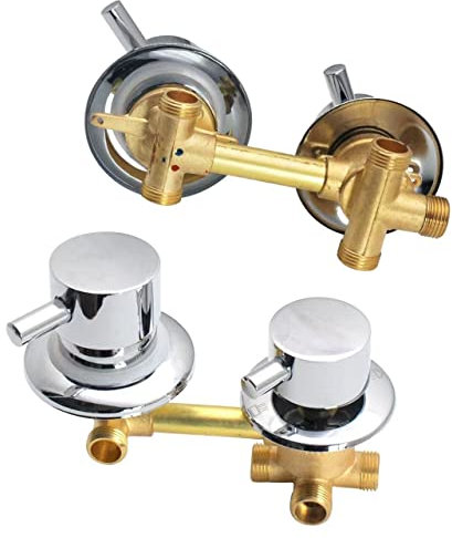 2/3 Way Concealed Shower Mixer Tap, Brass Shower Faucet with Ceramic Cartridge, Water Outlet Mixer Valve Center Distance 10cm, G1/2,Screw 3 Way 10 cm