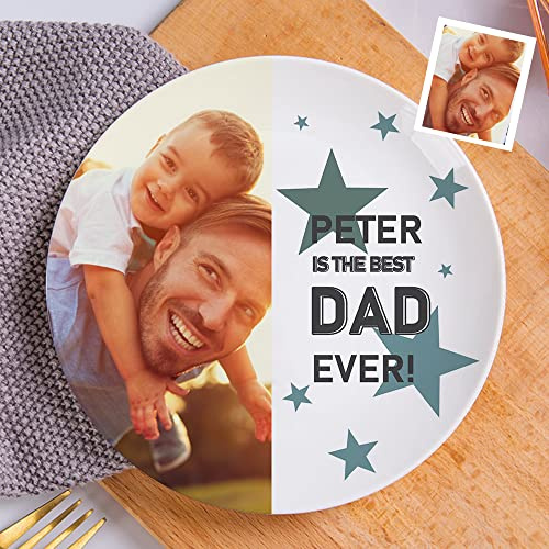 Smile lab Personalisiert Foto Pastateller Keramik, Speiseteller oder Frühstücksteller runder Essteller aus hochwertigem Porzellan 20.6cm - Geschenke für Papa, Opa