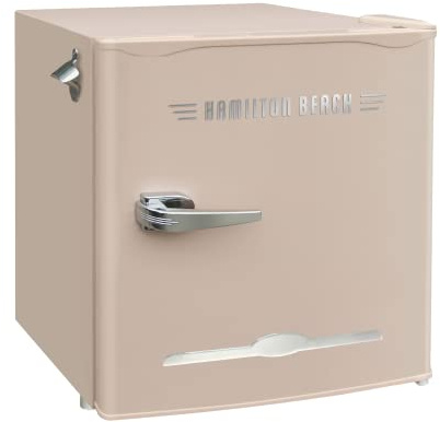 Hamilton Beach Retro Mini Refrigerator-Energy Saving-Adjustable Thermostat Control-Side Mounted Bottle Opener-Ideal for for Dorm, Office, RV, Garage, Apartment 1.6 Cubic Feet, Coral