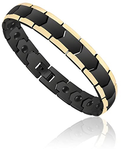 EUMENIDES Magnetarmband für Herren, Titanstahl Magnetarmband, Vollmagnetarmband mit 18 Magneten, 21 cm, Legierter Stahl