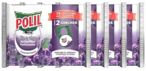 Polil Raid Pack Ganchos Perfumados Lavanda Fresca, Perfuma el armario y protege tu ropa, 8 Unidades