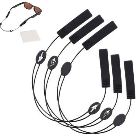 Sidelinx Adjustable Eyeglass Strap (3 Pack Variety) - No Tail Sunglass Strap - Eyewear String Holder - With Bonus Glasses Cleaning Cloth - 1 Shark, 1 Mountain, 1 Plain Style - 3 Pack