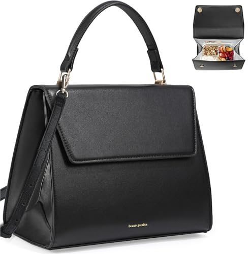 BEAUTYGOODIES Lonchera aislada para mujer, bonitas bolsas de almuerzo para el trabajo, bolsa de almuerzo para adultos, bolsas modernas para mujer, Color negro, X-Large