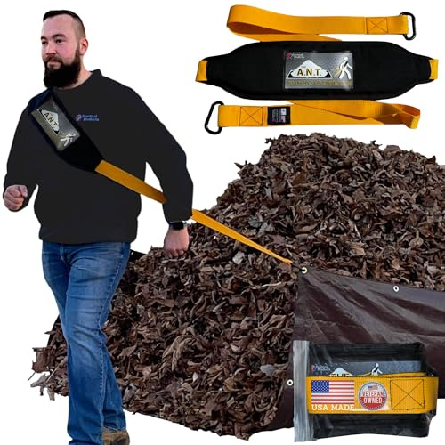 THE A.N.T. Herramienta de lona, correa de lona resistente para residuos de hojas y patio, compatible con colector de hojas, lonas de jardín, soplador, aspiradora, trituradora, barredora