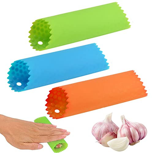 YOUYIKE 3 Pezzi Pela Aglio in Silicone, Rulli per Aglio, Pelapatate Rullo Aglio, Sbucciatore Aglio, Sbucciare L'aglio a Rullo, Pela Aglio Gadgets Professionali per Sbucciare la Cucina Senza Odor