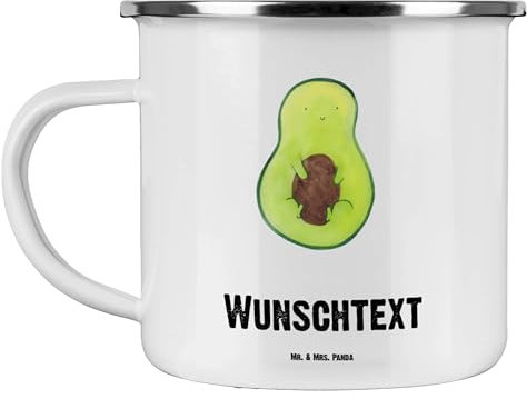 Mr. & Mrs. Panda Kaffeetasse Avocado Kern - Personalisierte Geschenke, Spruch Leben, Tassen, Liebe, Baby, Bedrucken, Becher, Frucht, Camping, Bergsteigen
