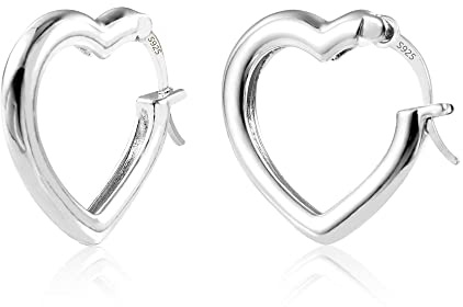 Silber 925 Creolen Kleine Herz, Creolen Ohrringe Silber Damen, Herzförmig Kleine Leichte klobig Huggies Creolen, Hypoallergen Sterling Silber 925 Creolen Kreolen Schlafen Ohrringe für Damen