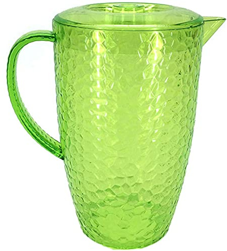 Caraffa con coperchio da 2 litri Bottiglia brocca in plastica chiusa bibite fresche da servire a tavola casa bar colazione Particolare Elegante Moderno (verde)