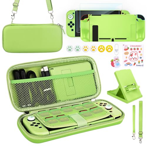 Younik Pack d'Accessoires Switch, Kit d'Accessoires 17 en 1 pour Filles Comprenant Un Etui de Transport pour Switch, Un Support Réglable, Un Etui de Protection pour Console Switch et J-Con