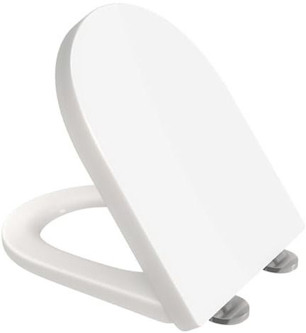 AAN BY SCOTT D-Shape Toilet Seat Slow Close Quick Release Standard Size Loo Seat Easy Cleaning Easy Installation Top or Blind Hole Fixing Plastic with Adjustable Hinges