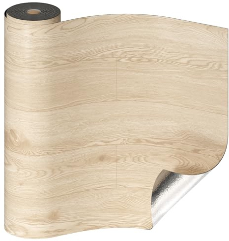 Oxdigi PVC Bodenbelag Selbstklebende 6m², Holzoptik Vinylboden Bodenfliesen, Verdickende Bodenaufkleber für Eingangstür, Wohnzimmer, Küche, DIY Zuschneidbar Vinyl-Fußböden 60x1000 cm