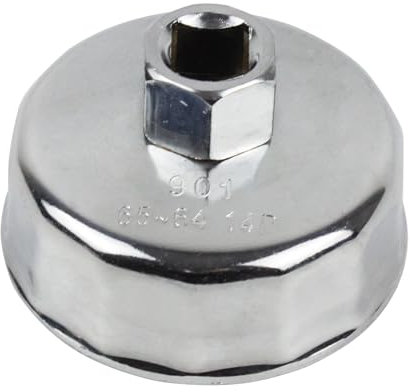 Oil Filter Wrench Cap 64-65mm 14 Flutes Chrome Plated High Carbon Steel Oil Filter Removal Tool, 1/2 inch Square Drive 22mm Hex Head Oil Filter Socket Wrench for Toyota A8, Nissan, Honda, etc