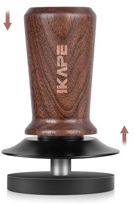 IKAPE 53.3mm Espresso Tamper, Spring-loaded Calibrated Tamper with Walnut Handle, Titanium Ripple Plating Base, Fits for 54 Breville Espresso Machine Bottomless Portafilter