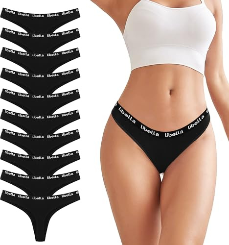 Uizuooy 10er Pack String Tanga Damen Baumwolle Sexy Unterwäsche für Frau Sexy Slip for Women Sportbund Thongs Soft Dessous Thong Mehrpack BL-M-10
