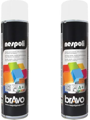 NESPOLI Aérosol peinture professionnelle blanc neige brillant 600 ml (Lot de 2)