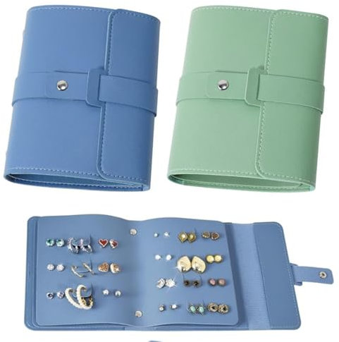 2 Pezzi Porta Orecchini Organizer, Porta Gioielli da Libro Portagioie da Viaggio, Rotolo Portagioielli Pieghevole Porta Gioielli Donna,Porta Orecchini Organizer a Libro,Porta Gioielli da Libro