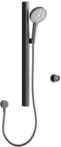 Pomme de douche à main avec affichage numérique, support mural, douchette à main 2 fonctions avec barre coulissante en hauteur réglable, 63,5 cm de long, gris