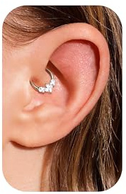 BodyBonita 16G Piercing Septum Acero Inoxidable 316L con Circonia Cúbica Piercings Nariz Aro Piercing Helix Tragus Hombre Mujer Daith Rook Oreja Pendientes Aros Plata 8mm Lustrous Beam