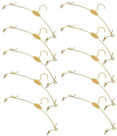 Metall Hosenbügel mit Clip, 10 Stück-Pack Gold, rutschfest | Formstabil und Tragbar, Glatte Oberfläche, Kleiderbügel für Bh, für Zuhause und Kleidungsgeschäfte