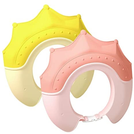BESTonZON 2 Stück Babybadehaube aus Kunststoff mit Kronenform Leicht und Schützend für Kinderbad und Haarewaschen Niedliches Design für Babys und Kleinkinder