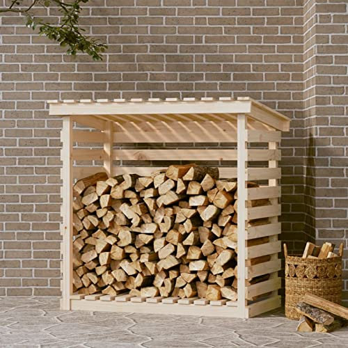 GLJTUO Brennholzregal 108X73X108 cm Massivholz Kiefernholzregal Und Brennholzregal Zur Lagerung Von Gartenholz Und Zum Trocknen Und Würzen Von Holz,