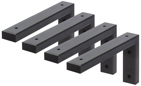 MLOQI 4 Piezas Escuadras para Estanterias, Soportes para Estantes, Escuadras Metalicas de L, Soportes de Pared para Lavabo con Tornillos Capacidad de Carga 50 kg (Negro 30 cm)