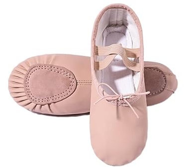 ZYAGH Ballett-Schuhe Kinder Gymnastik Tanzschuhe Mädchen Weiche Sohle Erwachsene Volkstanz Anfänger PU Leder Rosa Ballett Training Schuhe for Frauen Für MäDchen Und Frauen(Lace Up Split Sole,42)