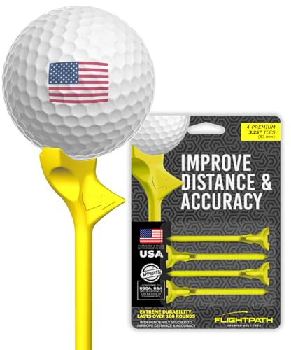 FLIGHTPATH Premium Golf Tees Yellow 4 Tees X 3.25” Long