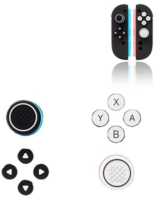 Thumb Grips for Nintendo Switch 2, Joystick Caps for Switch2, Analog joystick Cover for NS2 Joycon Controller with button sticker, Classic Black and White