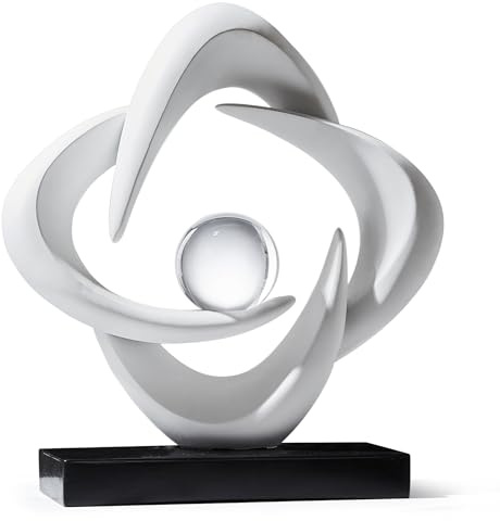XYQXYQ Abstrakte Kunstskulptur, goldene Harz-Dekorationsstatue, moderne weiße Ornamente für Wohnzimmer, Decorativas Modernas für Couchtisch/Eingang/Büro zum Sammeln (weiß)