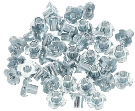 PATIKIL Dadi A T M6, 40 Pezzi Dadi A T Zincati Acciaio 4 Punte Lunghezza 10 Mm Inserti Filettati Quattro Ganci Ferramenta Per Mobili In Legno Arrampicata Su Roccia