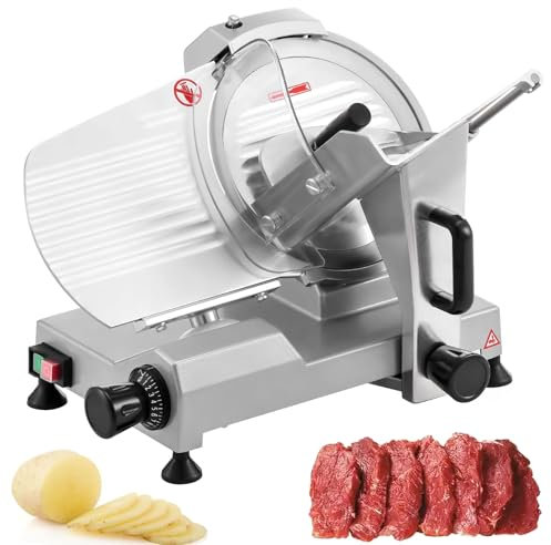 Electric Meat Slicer for Home and Commercial Use, Adjustable Thickness for Perfect Slices of Meat, Cheese, Bread, Vegetables, and Fruit