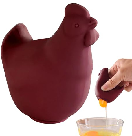 Separador De Yemas De Huevo De Silicona - Separador De Yemas Y Claras Con Forma De Pollo | Divisor De Yemas Y Claras De Huevo De Silicona Filtros De Alimentos Para Hornear (Rojo)