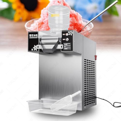 YORCME Ensemble Professionnel Glace Pilée Broyeur Industriel à Glace Floconneuse - pour Traiteurs et Événements d'entreprise êtes Familiales et Comptoirs de Snack,750W