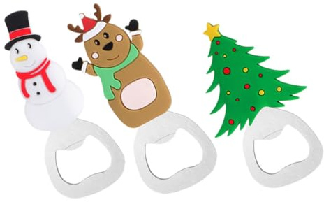 Alipis 3pezzi Apribottiglie Natalizio in Acciaio Inox Design Renna Pupazzo Di Albero Di Natale Per Aprire Birra e Soda Utensile Da Cucina e Bar